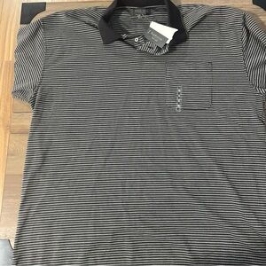 NWT Van Heusen Long Sleeve Shirt Black White Tiny Print Pattern Men's Sz XL